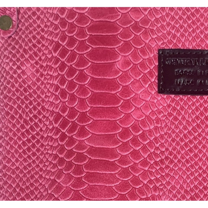 sac cuir croco fushia