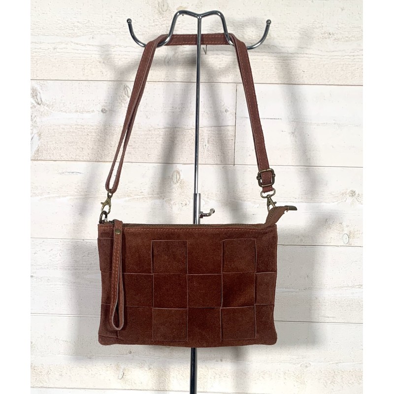 Sac cuir DAMIER marron