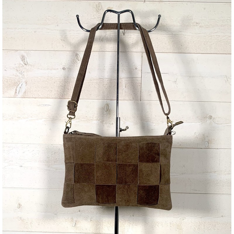 Sac cuir DAMIER taupe