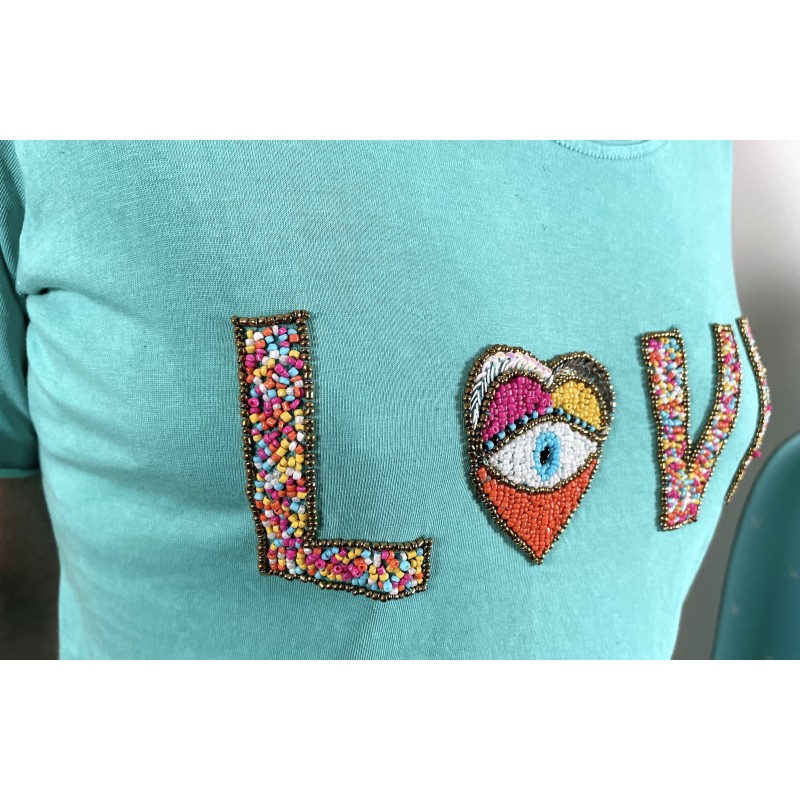 Tee shirt LOVE turquoise