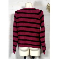 Pull rayé NINO framboise