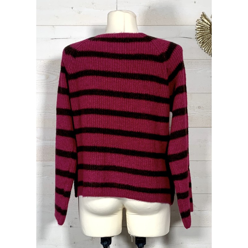Pull rayé NINO framboise