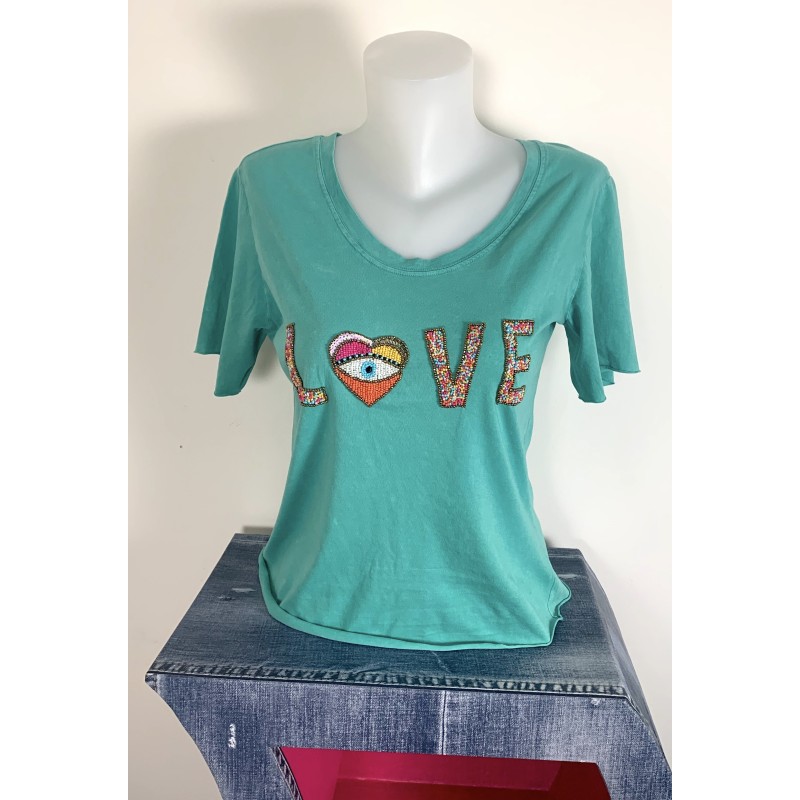 Tee shirt Love turquoise