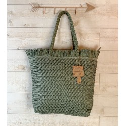 Sac cabas paille kaki