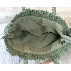 Sac cabas paille kaki
