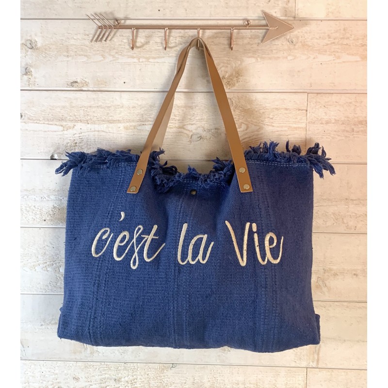 Sac cabas en coton bleu