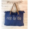 Sac cabas en coton bleu