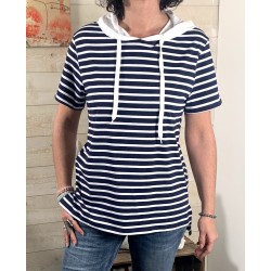 Tee shirt Capuche Bleu marine