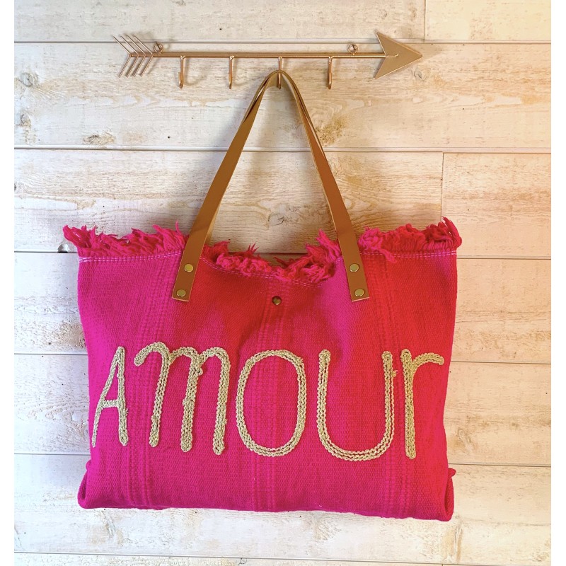 Sac cabas en coton fushia