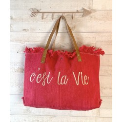 Sac cabas en coton rouge