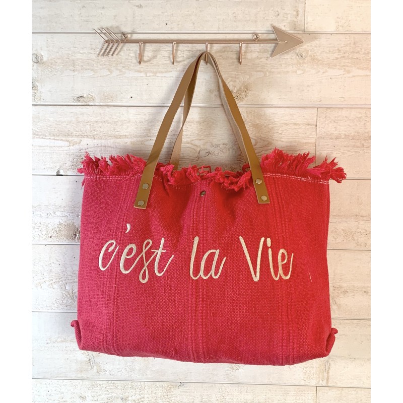 Sac cabas en coton rouge