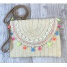 Sac pochette paille ecru