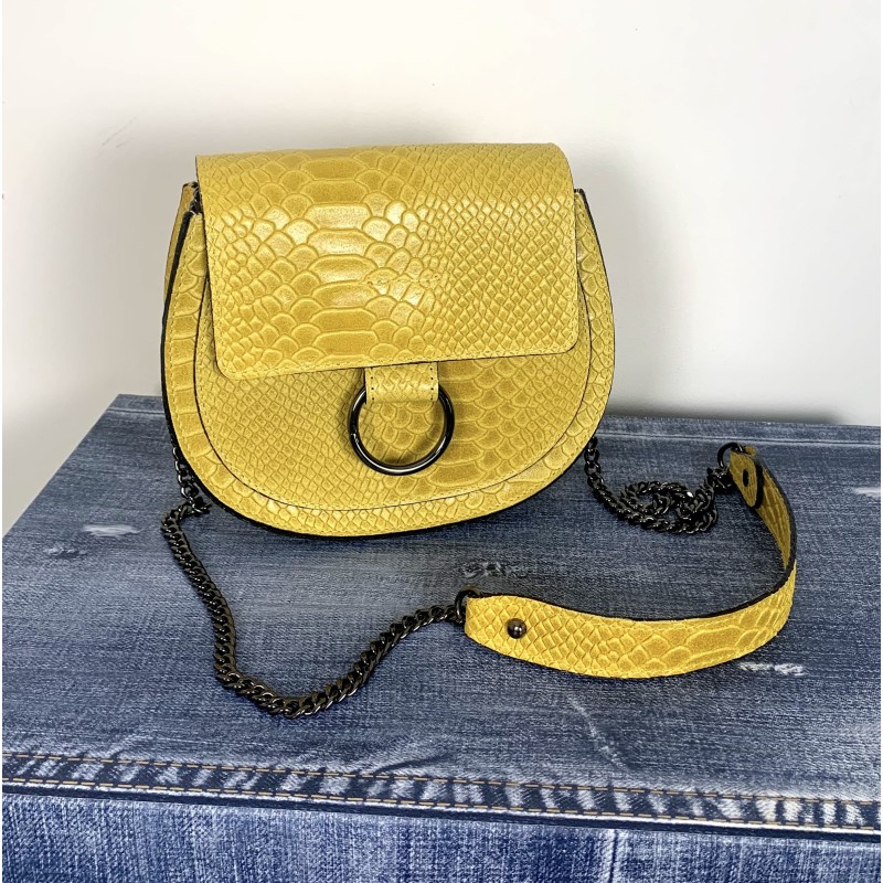 Sac cuir Python anis/moutarde
