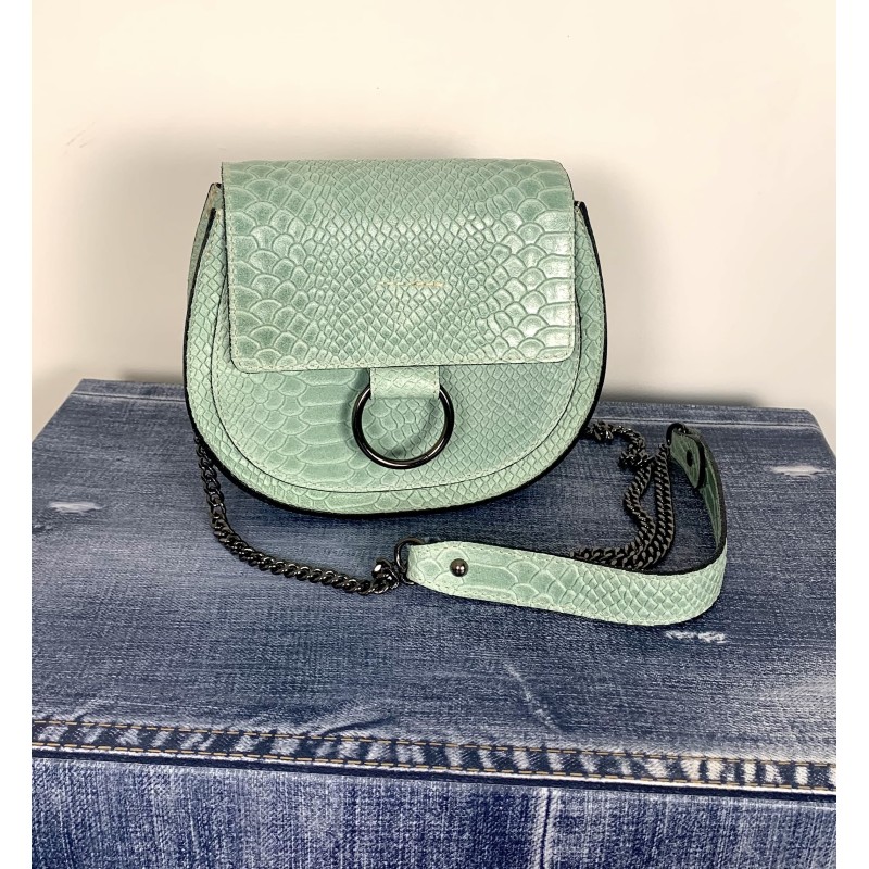 Sac cuir Python vert amande