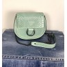 Sac cuir Python vert amande