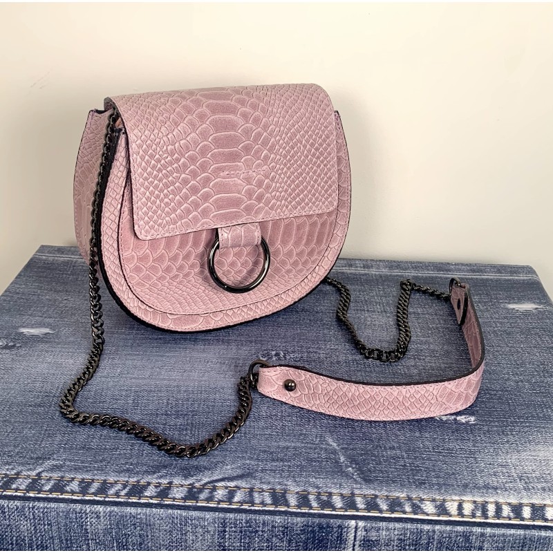 Sac cuir Python parme