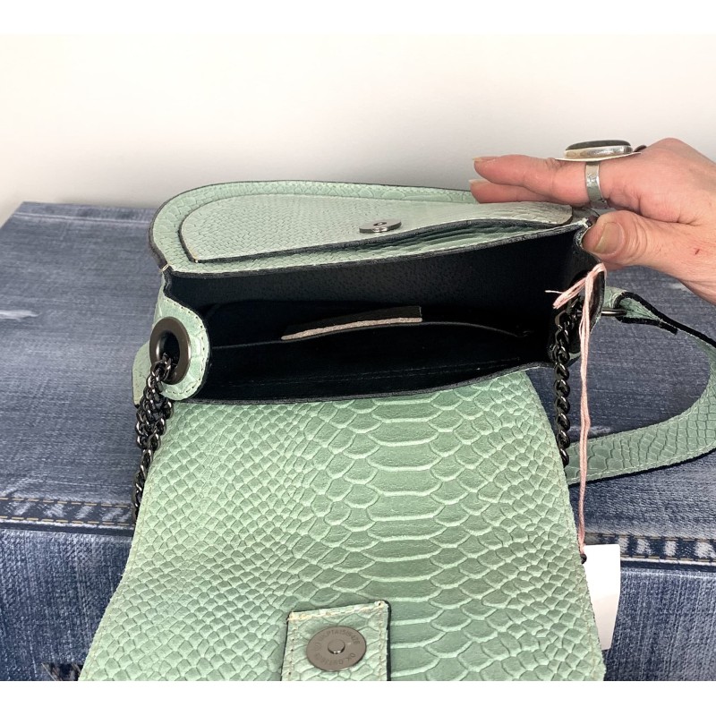 Sac cuir Python vert amande