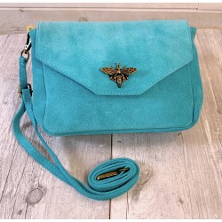 Sac en cuir véritable turquoise