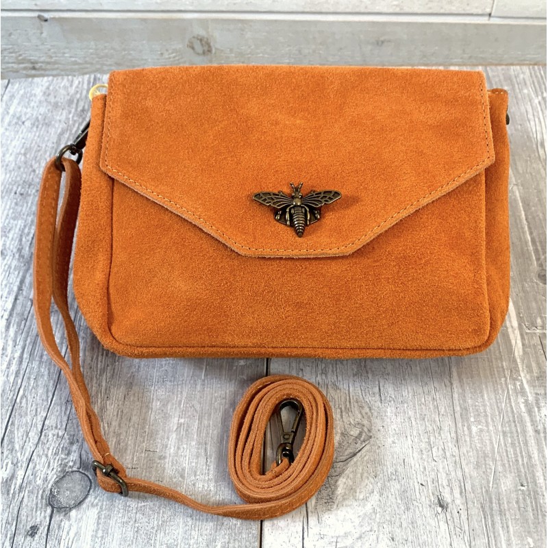 Sac en cuir véritable orange