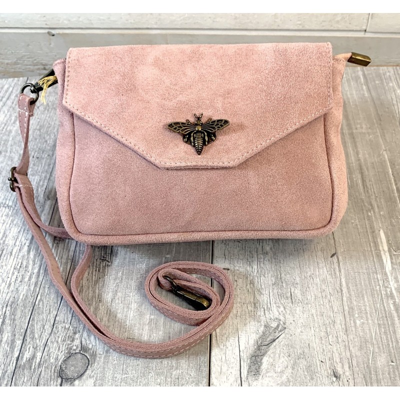 Sac en cuir véritable rose