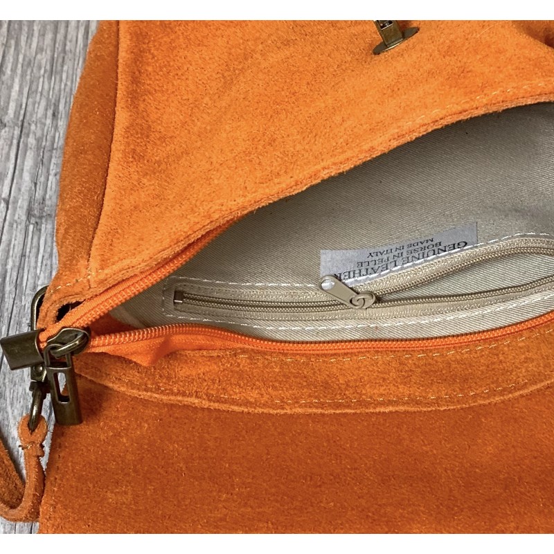 Sac en cuir véritable orange