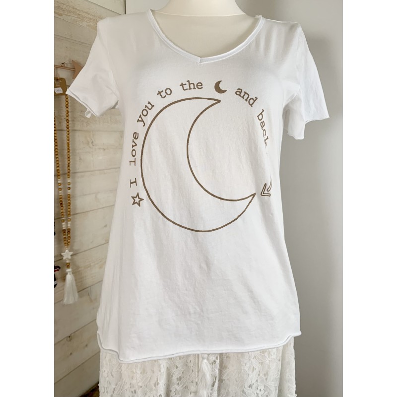 Tee shirt LUNE Blanc/beige