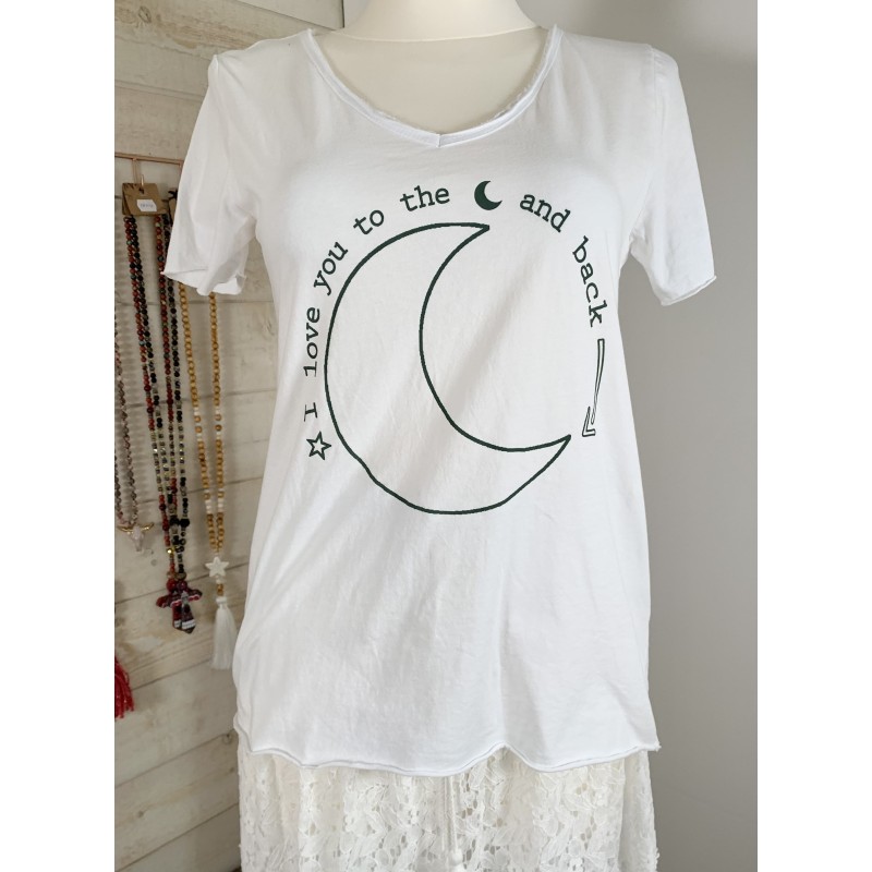 Tee shirt LUNE Blanc/kaki