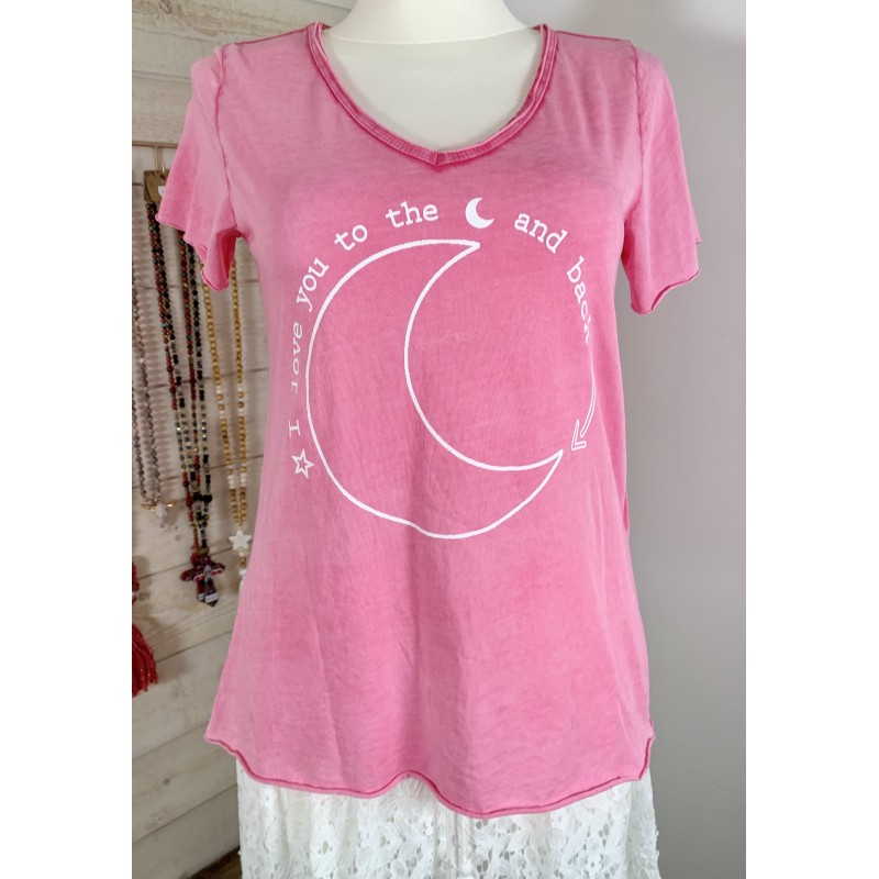 Tee shirt LUNE rose