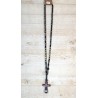 Collier sautoir Croix TDM gris violet