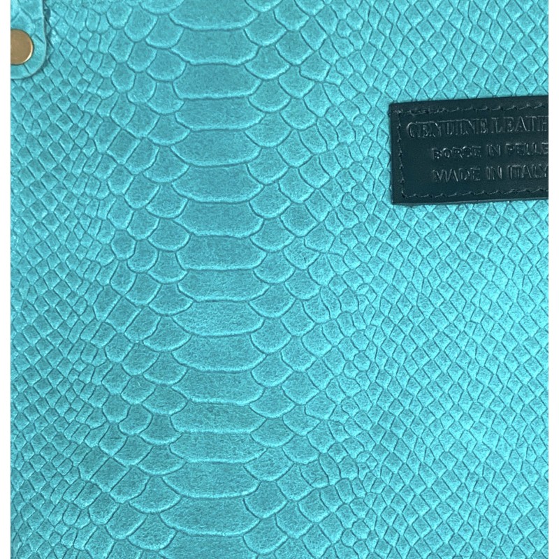 sac cuir croco turquoise