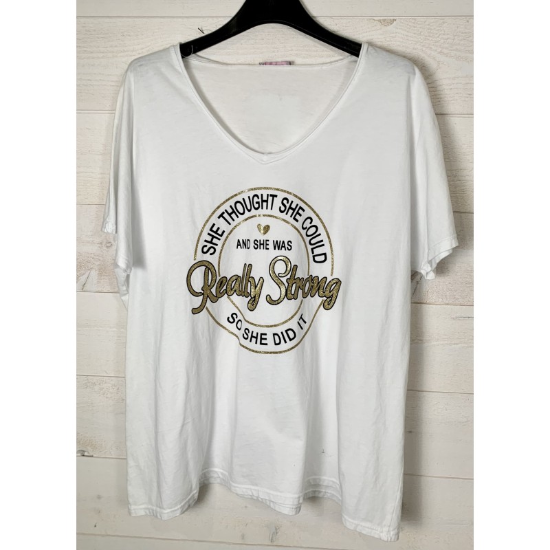 Tee shirt STRONG blanc
